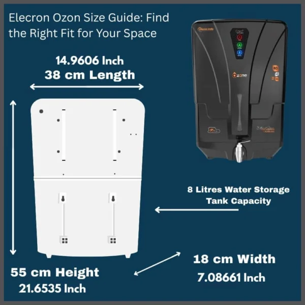 Elecron India Ozone Alkaline Copper Water Purifier – 15 LPH, 8 Ltr Storage | 7-Stage RO+UV+UF+TDS+Copper Alkaline Purification - Image 6