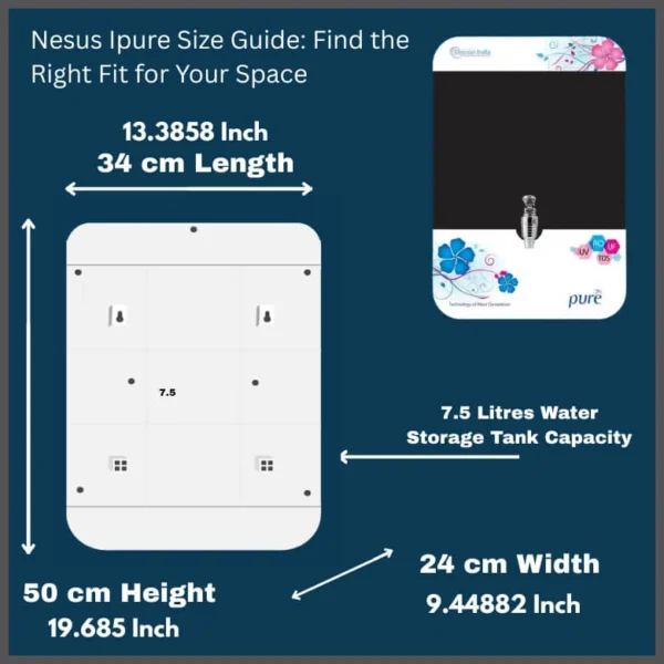 Nexus I Pure RO+UV+UF+TDS Water Purifier – 15 LPH, 7.5 Ltr Storage | 6-Stage Advanced Purification for Clean & Safe Drinking Water - Image 3
