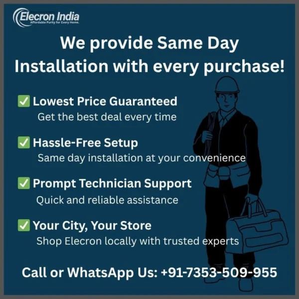 Elecron ProFlow 25 – 25 LPH Commercial RO Water Purifier | RO + UV + TDS Adjuster - Image 3